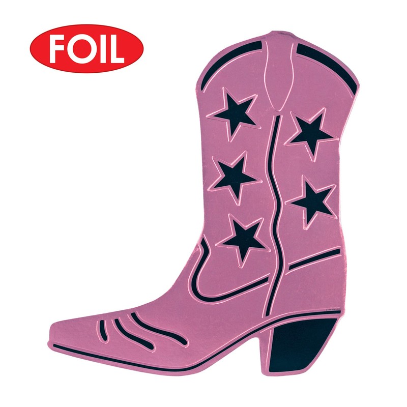 Beistle Foil Cowboy Boot Silhouette Pink