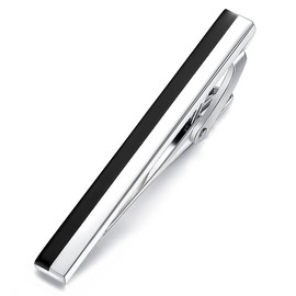 HONEY BEAR 2.12inch Mens Tie Clip Bar for Normal Size Tie Wedding Gift 5.4cm Silver Black