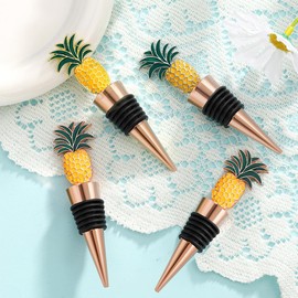 4pcs Pineapple Wedding Anniversary Wine Stopper Party Favors Valentine Gift Engagement Bridal Shower Return Gifts Souvenirs Beverage Stoppers Holiday Birthday Party Decor (S-Pineapple, 4)