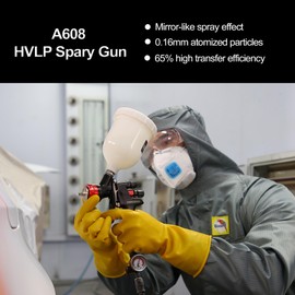 AEROPRO Tools A608 HVLP Air Spray Gun Kit, 1.3mm Nozzle, Regulator, 5pcs Paint Strainers, 600cc Cup, Auto Paint Spray Gun, Automotive Paint Gun, Car Paint Gun for Touch Up, Primer, Top Coat