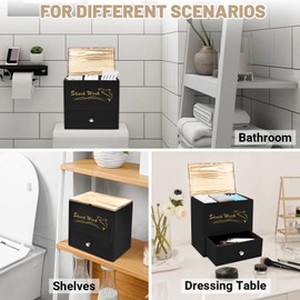 Tampon Holder for Bathroom, Shark Week Tampon Storage with Lid & Drawer Pad Organize Case Feminine Product Organizer Bathroom Decor and Storage Box for Ladies (Black)