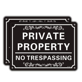 No Trespassing Signs Private Property(2 Pack) 10” x 7” Heavy 0.40 Aluminum Metal Sign Professional Printing UV Protected Weatherproof Indoor or Outdoor Use