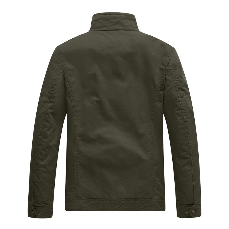 WenVen Men's Military Casual Cotton Jacket Outwear (Army Green, X-Large)