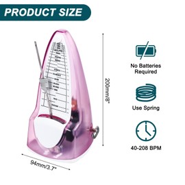 MECCANIXITY Mechanical Metronome,High Accuracy Professional Musical Timer Universal Music Metronome for Piano Guitar Violin Ukulele Player,Transparent Pink