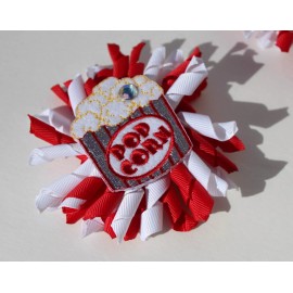 It's all on my head Novelty Kids Hair Clip Popcorn curly bow Fun movies itsallonmyhead Made in USA