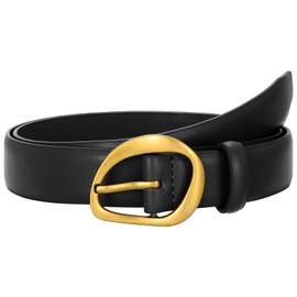 SUOSDEY Women Leather Belt for Jeans Pants, Fashion Dress Waist Belt with Gold Buckle, Vintage Gold Black, Fit Waist Size 26"-31"
