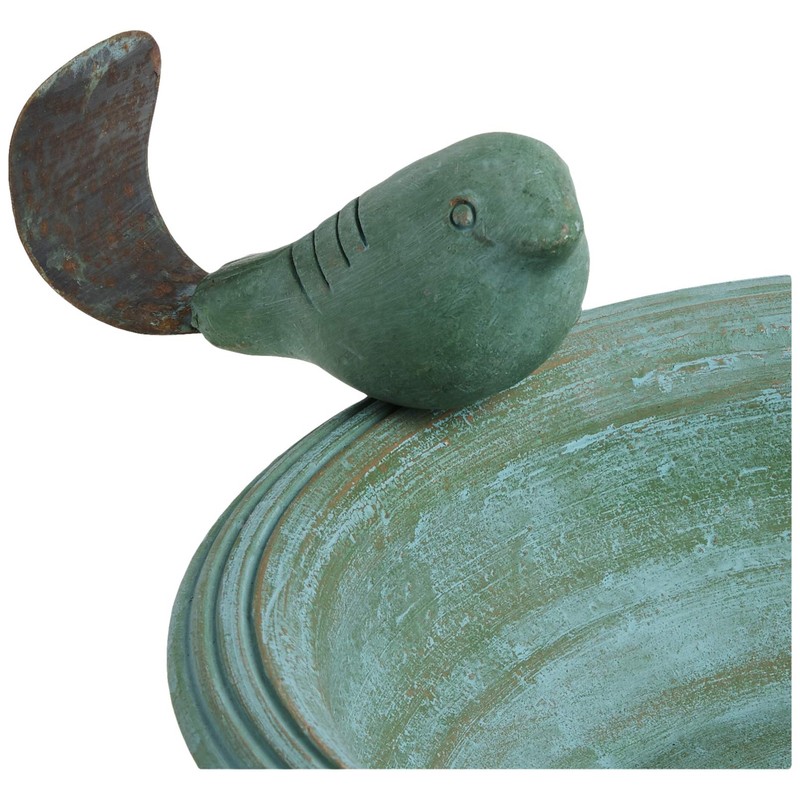 Ancient Graffiti Ceramic Teal Round Hanging Bird Bath