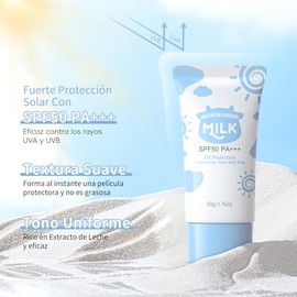 Kit Cuidado Facial BeauBase Milk 7 Piezas Limpiador Exfoliante Protector Solar Hidratante Crema Iluminadora Ojos Cremas Manos Regalo Mujer Adolescente