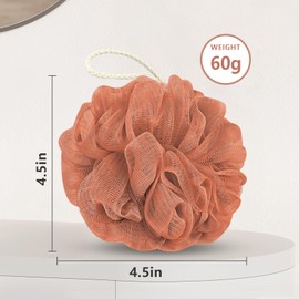 RNOAFMU Rnoafmu Shower Loofah Bath Sponge, 60G Loofah Exfoliating Body Scrubber, 4 Color Mesh Shower Pouf Balls for Body Wash (Caramel Coffee)
