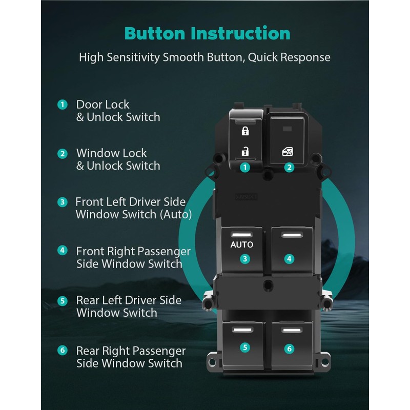 SCITOO Power Window Switch Driver Side for Honda Accord 2013-2017