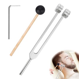 128hz Tuning Fork Hammer Aluminum Alloy Medical Non-Magnetic Body Weighted Tuning Fork + Wood Hammer for Healing DNA Repair Healing Sound Therapy Balancing Healers Vibration Accurate Frequency