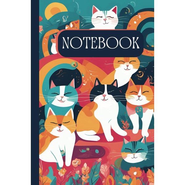 Notebook:: Colorful Artistic Cats Narrow Lined Paper (Composition Book, Journal)