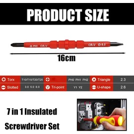 7 in 1 Insulated Screwdriver Sets Screw Drivers Sets Screwdriver Sets in Case Hand Tools Screw Driver Set Insulated Screwdriver Sets Ssmall Screwdriver Set Flat Head Screwdrivers Tools for Men