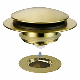 Gold Brushed Tub Drain Stopper,Universal Pop Up Bath Drain Plug Bathtub Drain Stopper,Hidrop Conversion Kit Assembly,Replaces Lift and Turn,Tip-Toe Plug Stopper for Tub,EZ Install(Gold Brushed)