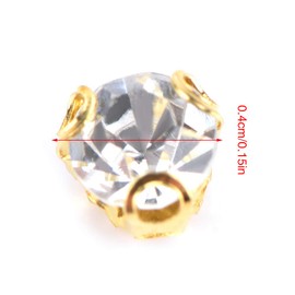 Tomotato Rhinestones, 3D Anti Scratch Single Claw Clear Sewing on Rhinestones, Gems Stones Accessories for DIY Clothing and Crafts Making (Golden)
