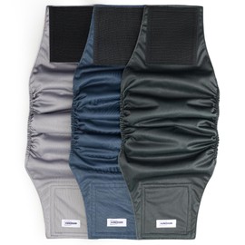 Washable Dog Diapers Male Large, Premium Belly Bands for Male Dogs Reusable, Pack of 3, High Absorbing Large Puppy Diapers Male in Incontinence or Excitable Urination and Training(L)