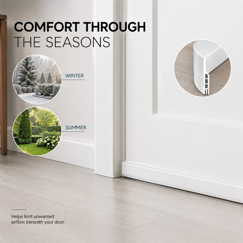 Door Draft Stopper, Self-Adhesive Under Door Sweep, 39.37-Inch Trim-to-Fit Strip