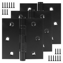 3 Pack 3.5 Inch x 3.5 Inch Door Hinges with Square Corners, Heavy Duty Ball Bearing Door Hinges with Non Removable Pin, Stainless Steel Hinges for Left and Right Hand Doors (Matte Black)