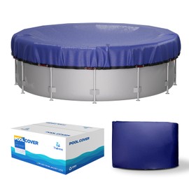 Winter Round Pool Cover 18ft for Above Ground Pools,200GSM thickend and Tear-resistand,Triple Windproof Design, Thermal Insulation, UV Protection