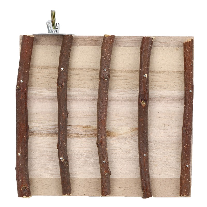 Natural Wood Hamster Feeding Food Bowl Split Climbing Ladder Platform