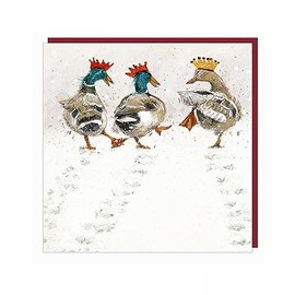 Charity Christmas Cards - The Boxing Day Stroll Festive Ducks with Flitter Details - Eco-Friendly & Recyclable - Pack of 6 Cards - By Artbeat
