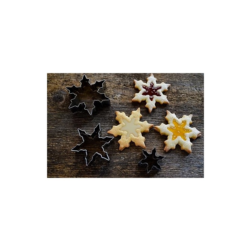 Neustanlo Snowflake Cookie Cutter Ice Crystal Set of 3 Stainless