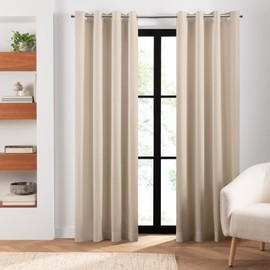 Elrene Home Fashions Cairo Solid Grommet Indoor/Outdoor Window Curtain Set, 2 Panels, 52"x84", Taupe