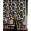 HAOKHOME Peel and Stick Floral Wallpaper Boho Black/Yellow/Fuchsia/Green Removable Wall