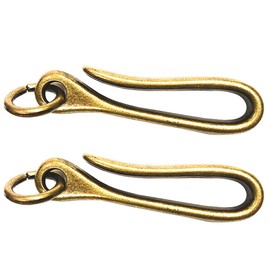 SEIWEI 2PCS Alloy Fish Hook Key Chain 50mm/1.97in U-Shaped Wallet Holder Decorative Keychain with Ring Portable Belt Clips for Keys and Wallets (Antique Brass, S)