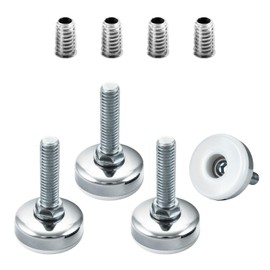 POWERTEC 71189 - Niveladores de muebles de 3/8"-16 con insertos roscados, 4 unidades, color blanco