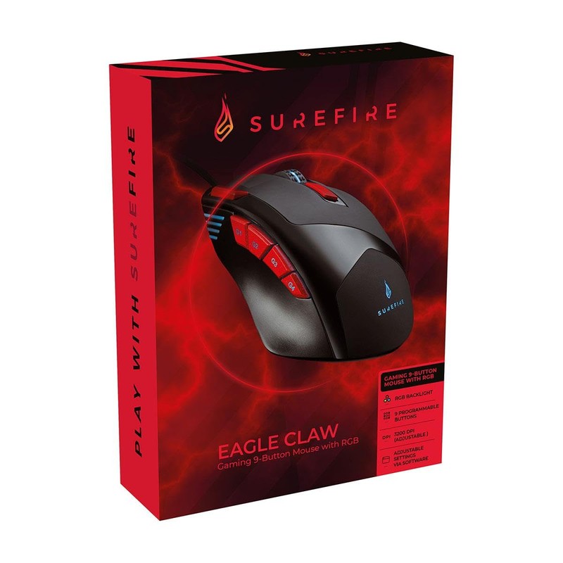 SureFire Eagle Claw Gaming Mouse 9-Button RGB Lighting PC Mouse