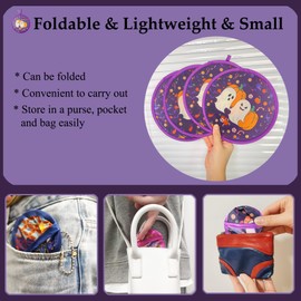 MXY Folding Fan Foldable Hand Fan Round Handheld Fans Decoration Fan Craft Fan 4 Units Compact Cooling Fans for Travel, Events, Festival, Wedding, Home Decoration