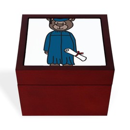 CafePress Graduate Teddy Bear Memory Keepsake Jewelry Box, 5"x5"x3.75"