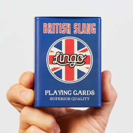 Lingo Slang Playing Cards in Tin Box | Travel Case Playing Cards | Language Learning Game Set | Fun Visual Flashcard Deck to Increase Vocabulary and Pronunciation Skills