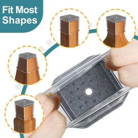 Ansible 24 Pcs Chair Leg Floor Protectors Square, Silicone Felt Furniture Leg Pads Caps Covers for Hardwood Floors (Fit:1-1/16" to 1-5/8")