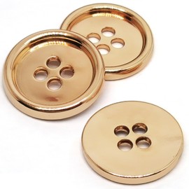10pcs 18mm/0.7'' Gold Metal Flat Button ，with 2mm Sewing Holes,Round Craft Decor Buttons for DIY