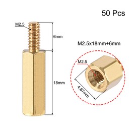 uxcell M2.5x18mm+6mm Male-Female Brass Hex PCB Motherboard Spacer Standoff for FPV Drone Quadcopter, Computer & Circuit Board 50pcs
