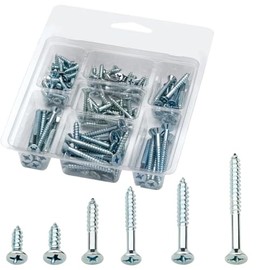 Rocky Mountain Goods Wood Screws Assortment Kit – 140 pcs Screw Set with 1/2", 3/4", 1", 1-1/4", 1-1/2", 2" Phillips Flat Head Screws – Zinc Plated Assorted Wood Screws for DIY, Furniture, Woodworking