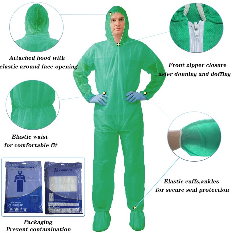 V VICOGARD Hazmat Suits,10 Colors Options Disposable Protective Coveralls, Paint