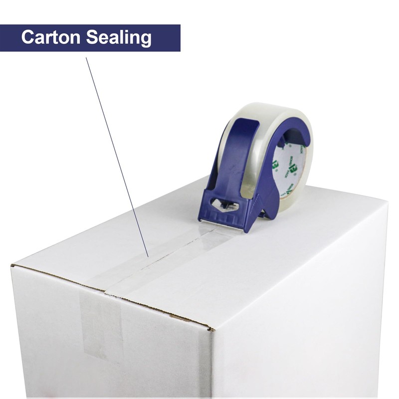 BOMEI PACK Packing Tape with Blue Dispenser Clear Packaging Tape