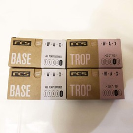 Set of 4 FCS SURF WAX FCS Surf Wax/Surfboard Wax/Surfboard Wax, Surfboard Skid, 2 TROPICAL (Summer) & 2 BASE COAT (Primer)