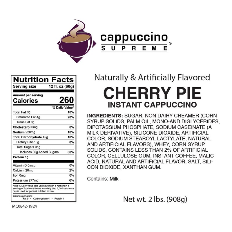 Cappuccino Supreme Cherry Pie 2 lb bag Instant Cappuccino Mix