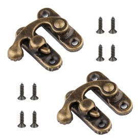 Misuyue 2pcs Antique Vintage Lock Clasp, Bronze Left Latch Hook Hasp, 32 x 28mm Mini Swing Arm Clasp Latch for DIY Suitcase Toolbox Wooden Case