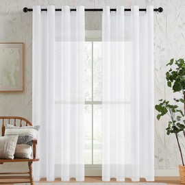 MRTREES Net Curtains for Windows, White Voile Curtains Eyelet for Bedroom Living Room, Soft and Lightweight 2 Panels 137x213 CM 54x84 Inch, White