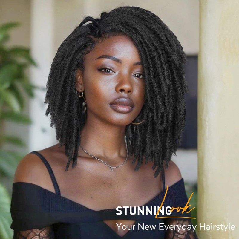 WIGNEE 120 Strands Faux Locs Crochet Hair 10 Inches Short