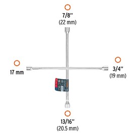 TRUPER Llave de Cruz para Auto de Acero 46 cm, Plateado, LLCR-18