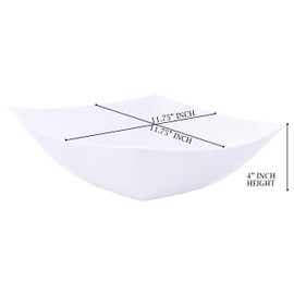 PLASTICPRO PLASTICPRO Disposable 128 ounce Square Serving Bowls, Party Snack or Salad Bowl, Extra Large Plastic Elegant White Pack of 4