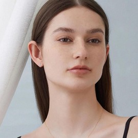 Moon Earrings Diamond Small Dainty Stud Crescent Moon Sterling Silver Earrings for Women 1/20 Carat (D Color, VVS Clarity)