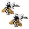 QINGANRAN Cute Bee Cufflinks for Men Insect Design Accessory