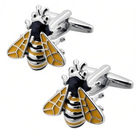 QINGANRAN Cute Bee Cufflinks for Men Insect Design Accessory